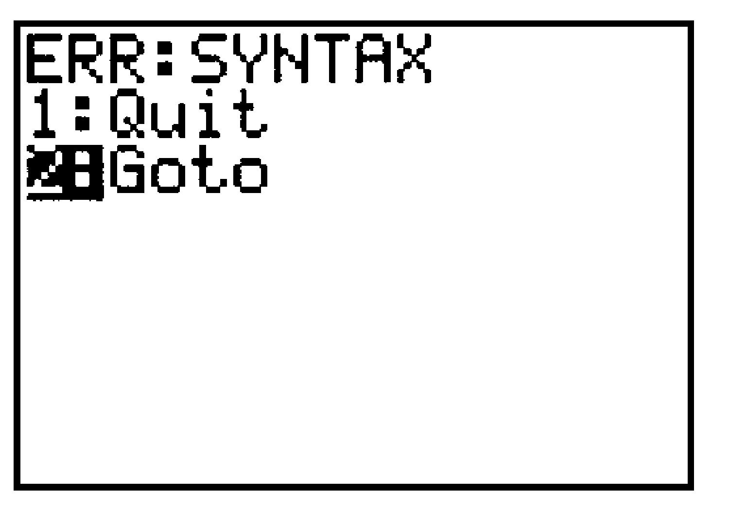 GC syntax error screen